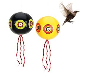 COM-FOUR® 2X Ballon Anti-Oiseaux - épouvantail à Suspendre avec Yeux réfléchissants et Rayures crépitantes - effaroucheur d'oiseaux pour étourneaux, Corbeaux, choucas, Pigeons (2 pièces - Ballon)