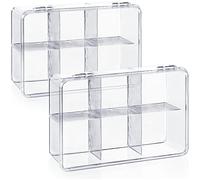 com-four® 2x Boîte de rangement pour thé et sachets de thé - boîte à thé en plastique transparent avec 6 compartiments (2 pièces - sans inscription)