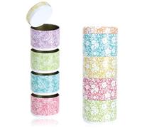 com-four® 2X boîtes métalliques avec 4 éléments et Couvercle chacune - boîtes de Conserve Rondes - récipients métalliques empilables pour dosettes de café, Surprises [la sélection varie]