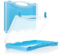COM-FOUR® 2x boîtes polyvalentes avec poignée - mallette en plastique avec fermeture 25x16x3,5 cm - boîte à outils, rangement accessoires, boîte à leurres, bricolage et visserie (Bleu clair - 2x)