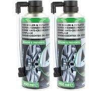 com-four® 2X Bombe Anti-crevaison Voiture et Moto, Spray de dépannage | application simple - 450 ml