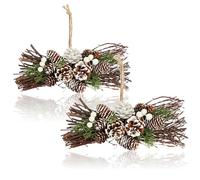 com-four® 2X Composition de Noël - cônes, Branches et Baies Scintillantes - Composition Florale Faite à la Main comme décoration d'hiver à Suspendre pour fenêtres et Portes (2 pièces - Arrangement)