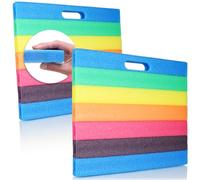 com-four® 2x coussins de genoux - tapis de genou en mousse confortable - coussin de siège de stade - genouillères souples jardinage - tapis de protection des genoux portable (Arc-en-ciel)