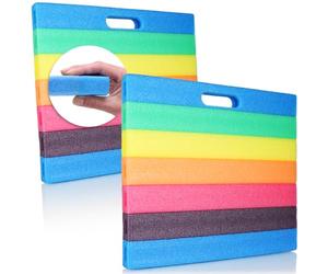 com-four® 2x coussins de genoux - tapis de genou en mousse confortable - coussin de siège de stade - genouillères souples jardinage - tapis de protection des genoux portable (Arc-en-ciel)