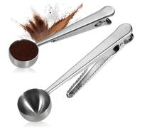 COM-FOUR® 2x cuillères doseuses à café avec pince en acier inoxydable