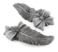 com-four® 2X décoration funéraire Plume avec Ruban - Pierre de deuil élégante Symbole d’Espoir, de réconfort et de proximité avec Les Anges - Ornement de cimetière résistant (2 pièces - Ressorts)
