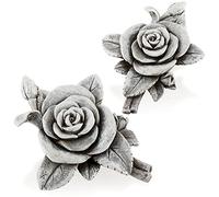 com-four® 2X décoration funéraire Rose - Pierre commémorative d’Espoir et de pureté - Ornement de cimetière résistant aux intempéries - Pierre Florale Souvenir (2 pièces - Fleur de Rose)