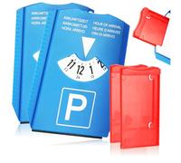 com-four® 2X Disque de stationnement avec grattoir à Glace, lèvre en Caoutchouc et Compartiment d'urgence pour Les rapports d'accident (2 pièces - avec Compartiment d'urgence)