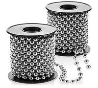 COM-Four® 2X Guirlande de Perles pour Le Sapin de Noël - Ruban de Perles de décoration de Sapin de Noël - décoration de Noël - décoration de Mariage - Argent 15 m