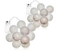 com-four® 2x guirlandes lumineuses LED boule - éclairage avec 10 LED au décor scandinave - décoration pour Noël, anniversaires, mariages ou fêtes
