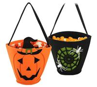 com-four® 2X Halloween Bag - Sac pour collecter des Bonbons - Sac de Collecte en Feutre - Sac Cadeau avec des Motifs effrayants adaptés aux Enfants (02 pièces - Noir + Orange)