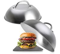 COM-FOUR® 2x housse pour hamburger 22,5 x 10 cm en acier inoxydable 304 - housse fondante pour cheeseburgers - housse pour cuisine, grill et teppanyaki - housse pour hamburger lavable