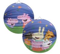 COM-FOUR® 2X Lanterne Ballon - Lanterne en Papier pour Enfants - Lanterne Saint-Martin - Lanterne en Papier pour Halloween et Défilé des Lumières - Lanterne Pliante (2 pièces - Cochon Ø 25cm)