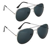 com-four® 2x lunettes d'aviateur - lunettes d'aviateur sombres - lunettes de soleil de police comme accessoire de costume avec verres teintés pour carnaval, soirées à thème (2 pièces - pilote)