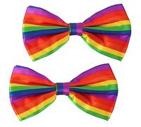 com-four® 2X nœud Papillon de Clown Arc-en-Ciel - nœud rayé coloré au Look Arc-en-Ciel - Accessoire de Costume - nœud de Cou coloré en Taille Unique (2X Mouche Arc-en-Ciel)