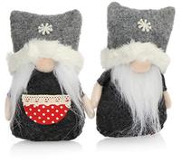 com-four® 2X Paire d'elfes de Noël Haut de Gamme Taille S pour Les décorations, Figurines du pôle Nord comme décorations d'hiver, Joli Tabouret d'angle comme décoration (Gris foncé Polaire 12cm)
