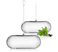 COM-FOUR® 2x passoire à thé en acier inoxydable 304, va au lave-vaisselle - œuf à thé de 11 cm pour thé en vrac, épices et herbes - filtre à thé à mailles fines avec chaîne - passoire à herbes