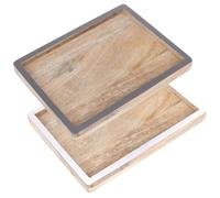 COM-FOUR® 2X Plateau en Bois de manguier - Planche décorative comme coupelle à clés - Mini Plateau de Service - Plateau en Bois pour la décoration de Table [la sélection varie]