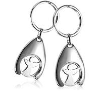 com-four® 2x Porte-clés ange gardien avec puce de panier - ange avec puce amovible pour le panier - jeton caddie (02 pièces - ange gardien)