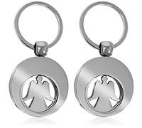 com-four® 2X Porte-clés Ange Gardien avec Puce pour Panier d'achat, Ange avec Puce pour achats Amovible pour Le Panier (02 pièces - Ange)