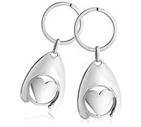 com-four® 2x porte-clés cœur dans la puce du panier, pendentif cœur avec puce amovible pour le panier (2 pièces - coeur)