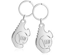 com-four® 2x Porte-clés Multifonctionnel - Porte-clés avec Ouvre-bouteille, Puce pour Caddie, Ouvre-porte et Poussoir à Bouton (2 Pièces - Multi-outil)