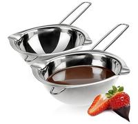 COM-FOUR® 2x Pot pour bain-marie - bol de fusion avec 2 becs - bol de fusion pour bain-marie durable - Acier inoxydable (2 pièces - 260ml)