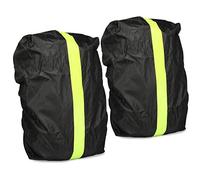com-four® 2X Protection des Sacs à Dos - Housse de Pluie imperméable pour Sac d'école et Sac à Dos - Housse de Pluie avec Bandes réfléchissantes Jaunes (02 pièces - Noir V2)