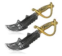 COM-FOUR® 2x sabre de pirate avec tête de mort - épée pour petits pirates - accessoire de carnaval pour soirées à thème, fête des enfants - accessoires de déguisement pour enfants - pirates, Halloween