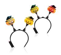com-four® 2x serre-tête Halloween citrouille avec lumière LED - serre-tête comme accessoire de déguisement pour soirées à thème, carnaval ou anniversaire - coiffe avec (02 pièces - citrouille)