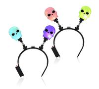 com-four® 2x serre-tête tête de mort Halloween avec lumière LED - serre-tête comme accessoire de déguisement pour soirées à thème, carnaval ou anniversaire - coiffe (02 pièces - tête de mort)