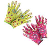 com-four® 2x Set de Gants de Jardinage pour les fleurs, Taille 8 - Gants de Jardinage vert et rose - Qualité Supérieure (02 paire - Fleur vert/rose)