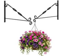 com-four® 2x support mural en acier enduit de poudre, crochet pour pot | jardin - carillons éoliens - panier suspendu - avec vis et chevilles