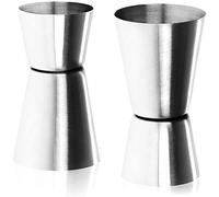 COM-FOUR® 2x tasses à mesurer en acier - mesure de bar pour spiritueux et cocktails - tasses à mesurer pour bar et cuisine - mesure et dosage (Tasse à mesurer - 2 pièces, couleur argent)