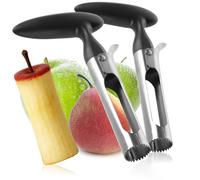 COM-FOUR® 2x vide-pomme en acier inoxydable 430 avec manche en plastique - pratique - évidement des pommes (02 pièces - noir)