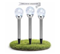 com-four® 3 lampes solaires LED jardin avec verre crackle, lampe solaire