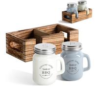 COM-FOUR® 3 pièces Ensemble salière et poivrière, shaker à épices | pot à épices avec inscription en forme de chope à bière