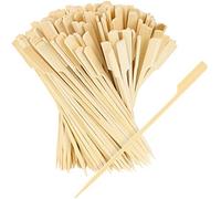 COM-FOUR® 300x brochettes de finger food en bois de bambou - brochettes en bois avec une large surface de préhension - brochettes de gril pour ménage, buffet ou gastro (300 pièces - 18cm)