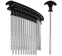 COM-FOUR® 36x piquets de Tente en Acier - piquets de Sol Robustes avec Filetage pour Le Camping et l'extérieur - idéaux pour Les sols normaux et durs avec Une poignée en T