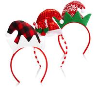 com-four® 3X Couvre-Chef de Noël - Bonnet de Noël & Déguisement de Lutin de Noël - Bandeau avec Motif Bonnet Pointu - Déguisement de Noël (3 pièces)