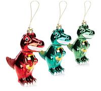 com-four® 3X décorations d'arbre de Noël Premium - Dinosaures décoratifs en Verre - Boules d'arbre comme décorations de Noël - pendentifs d'arbre de Noël (Dinosaure - 3 pièces)