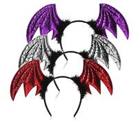 com-four® 3x Diadème Halloween pour enfants et adultes - bandeau pour carnaval et Halloween - déguisement - bandeau (03 pièces - ailes)