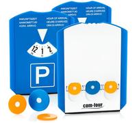 com-four® 3X Disque de stationnement avec grattoir à Glace, lèvre en Caoutchouc et 3 jetons de Caddie - parcomètre en Plastique (03 pièces - Disque de stationnement avec Puce)
