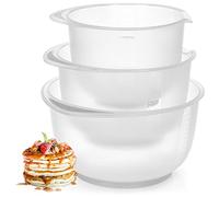 com-four® 3x Ensemble de bols à mélanger antidérapant - bol à fond arrêt - quantité de remplissage 1,5 L, 2 L, 2,5 L (3 parties - gris)