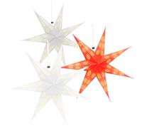 com-four® 3X étoile Lumineuse en 3D avec LED - Étoile de Noël avec éclairage LED et minuterie - Étoile en Papier Premium à accrocher