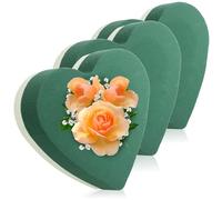 COM-FOUR® 3x Mousse Florale pour Compositions Florales en Forme de Coeur - Mousse Florale pour Fleurs Fraîches - Éponge Florale à Fabriquer pour Mariages, Pâques et Anniversaires (03 pièces - coeur)