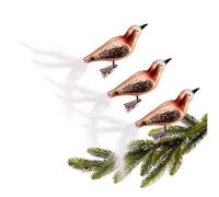 com-four® 3X Oiseau sur Clip - Oiseaux Brillants avec Longues Plumes de Queue Blanches - Bijoux décoratifs pour la Maison - décoration de Chambre avec Petites Paillettes