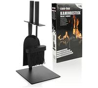 COM-FOUR® 3x Pièces Ensemble de cheminée en noir dans un format compact en métal - serviteur cheminée - cheminée (003 couverts)