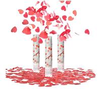 COM-FOUR® 3x Shooter Party Popper-Set 28 cm - confettis Cannon - confettis d'une hauteur de 6m effet - confettis (03 pièces - coeurs 28cm)