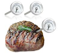 COM-FOUR® 3x Thermomètre à rôtir en Acier Inoxydable, Thermomètre à Viande